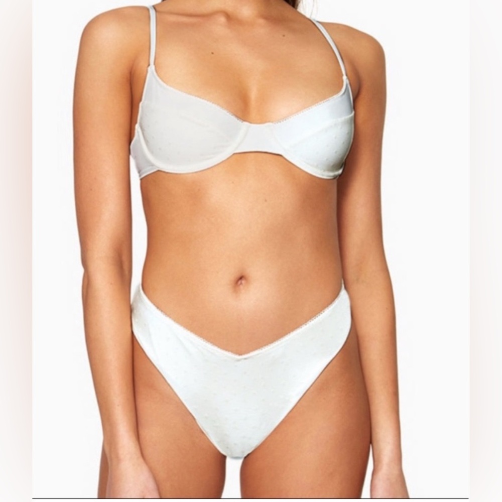 WeWoreWhat off White Swiss dot Delilah bikini set